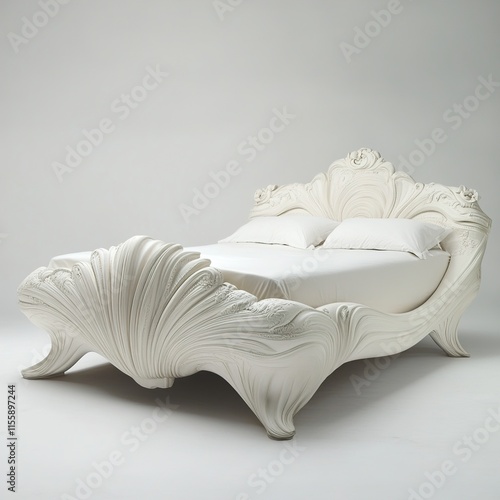 Sculptural White Luxury Bed: Opulent Bedroom Design photo