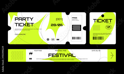 Control ticket bracelets for events, disco, festival, fan zone, party, staff. Vector mockup of a festival bracelet in a futuristic style.