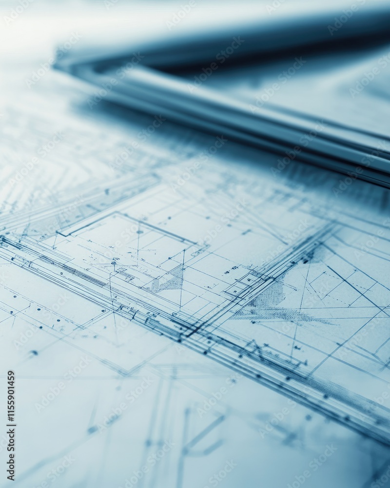 A close-up view of architectural blueprints, showcasing detailed plans and measurements. A close-up view of architectural blueprints, showcasing detailed plans and measurements.