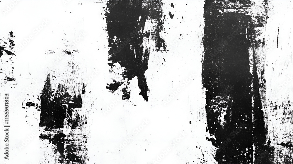 Fototapeta premium Abstract Black and White Paint Texture Grunge, Strokes, Splatter