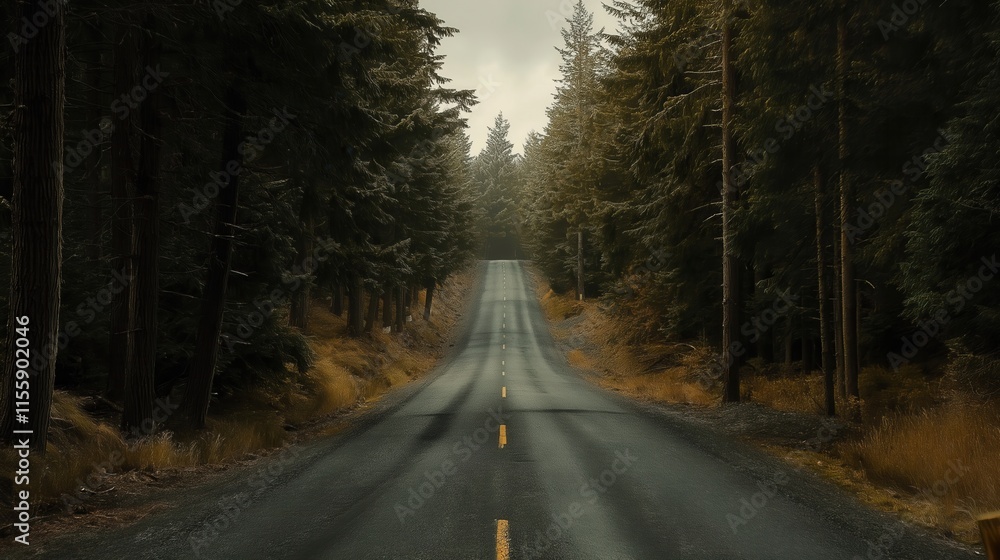 Fototapeta premium High-Quality Natural Road Scenery Photography with Stunning Landscape View