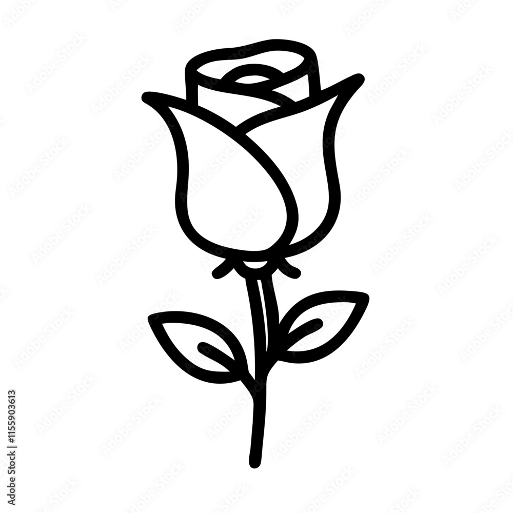 Outline of a rose flower concept for love and beauty Outline of a rose flower concept for love and beauty
