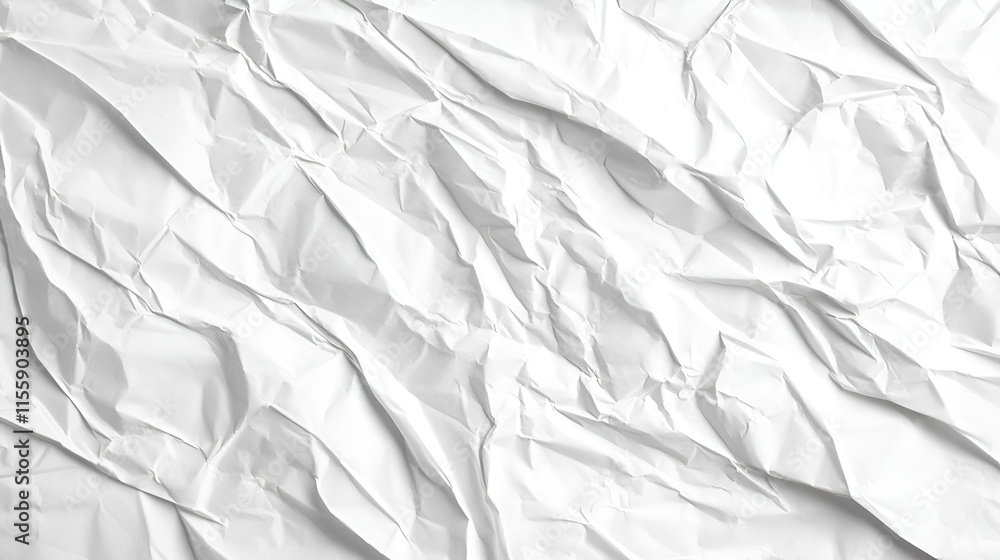 Obraz premium White Crumpled Paper Texture Background, Wrinkled, Creased, Grunge