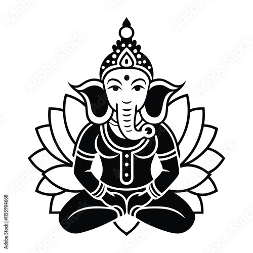 Ganesh God Vector Illustration Hindu Deity Art Design. photo