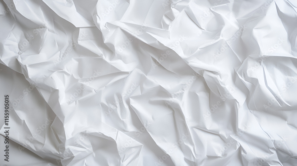 White Crumpled Paper Texture, Background, Wrinkled, Creased, Soft, Abstract, Design, Element White Crumpled Paper Texture, Background, Wrinkled, Creased, Soft, Abstract, Design, Element