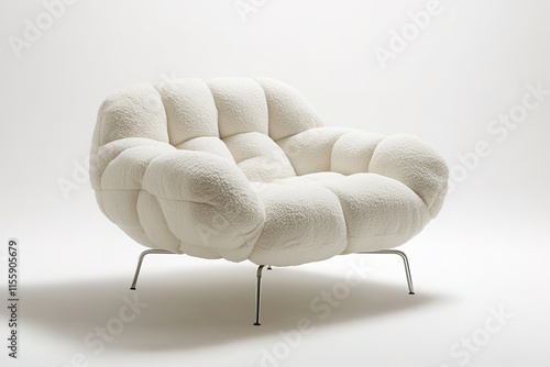 Soft, inviting armchair showcases unique tufted design and moder photo