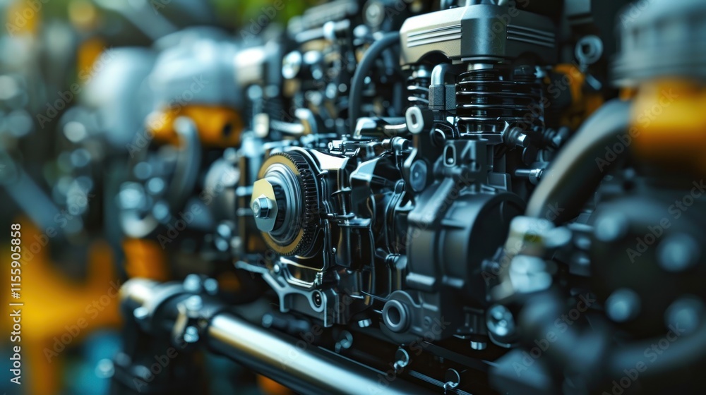 Close-up of a Detailed Engine: Precision Engineering and Mechanical Marvel Close-up of a Detailed Engine: Precision Engineering and Mechanical Marvel