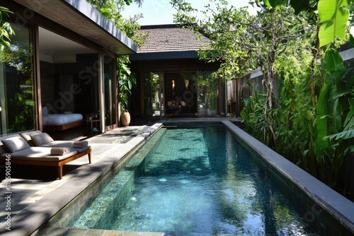 Wallpaper Mural Contemporary Home with Swimming Pool. Modern Architecture Featuring Outdoor Oasis and Stylish Decor Torontodigital.ca