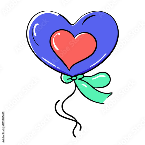 Heart-shaped balloon with a ribbon concept for love and celebration