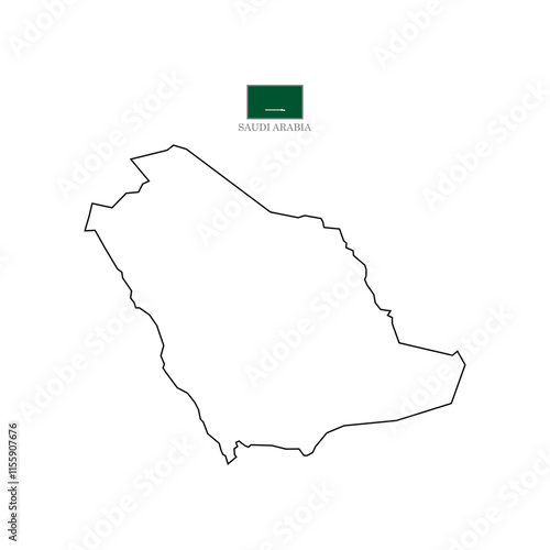 Map of Saudi Arabia's territories, featuring states and borders. An outline design without regions, isolated on a white background. Highly detailed vector illustration.