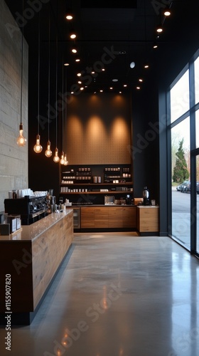 Modern kitchen design features striking blue lighting and sleek appliances in...