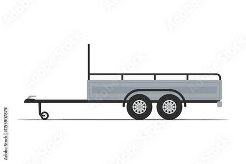 Cargo car trailer icon. Colored silhouette. Side view. Vector simple flat graphic illustration. Isolated object on white background. Isolate.