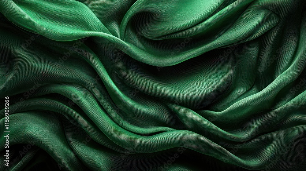Flowing folds of luxurious emerald green fabric. Flowing folds of luxurious emerald green fabric.