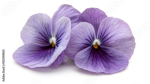 Two Delicate Lavender Pansies Isolated On White