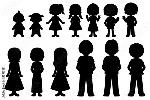 色んな人のシルエットのイラストセット