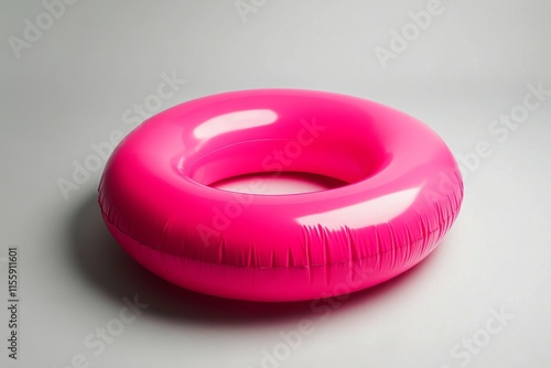 Bright pink inflatable ring designed for summer pool fun and recreational act...