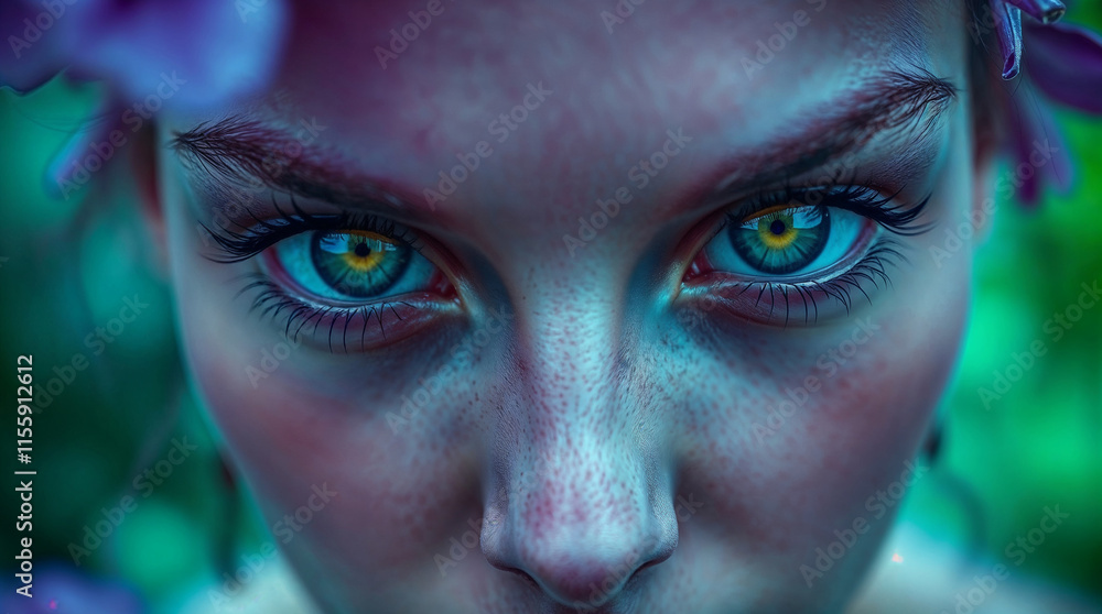 Fototapeta premium Alien green eyes of a woman