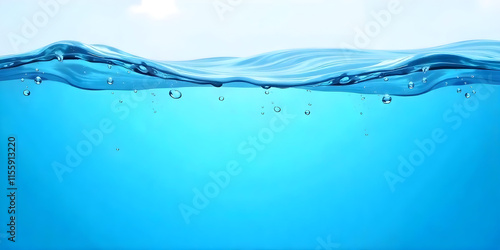  transparent blue colored clear calm water surface waving texture with splashes and bubbles. Trendy abstract nature background. blue toner water mockup.