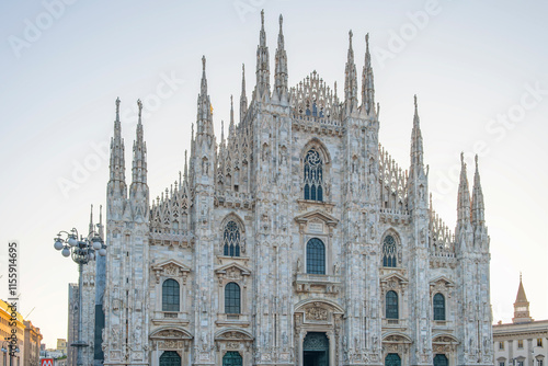 Wallpaper Mural Milan Cathedral on Cathedral square in the morning, Milan, Lombardia, Italy. Piazza del Duomo with Duomo di Milano with intricate Gothic architecture Torontodigital.ca