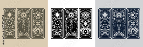 vintage-inspired lich playing card tattoo design