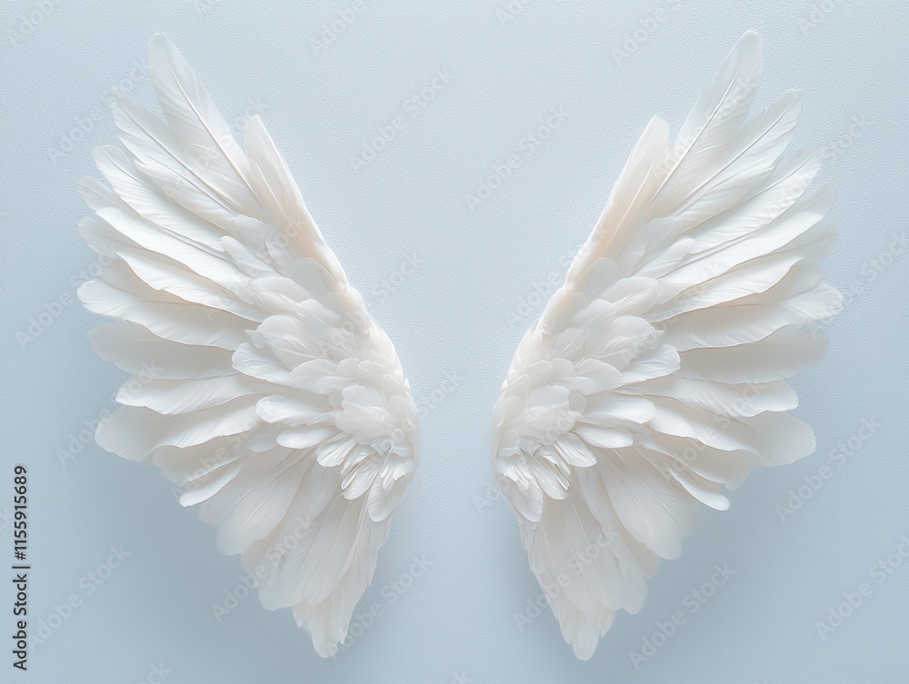 Fototapeta premium Radiant wings art installation gallery space high-resolution textures minimalist environment aerial view ethereal concept