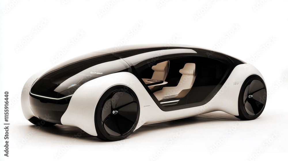 Futuristic Autonomous Car with Sleek Design and LED Lights Futuristic Autonomous Car with Sleek Design and LED Lights