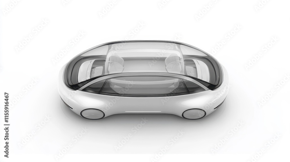 Futuristic Autonomous Car Concept with Transparent Roof Futuristic Autonomous Car Concept with Transparent Roof