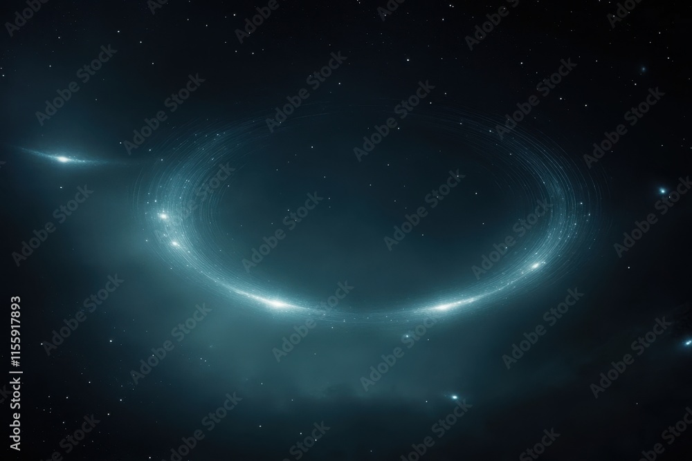 Fototapeta premium Celestial rings and cosmic phenomena observed in deep space during nighttime exploration