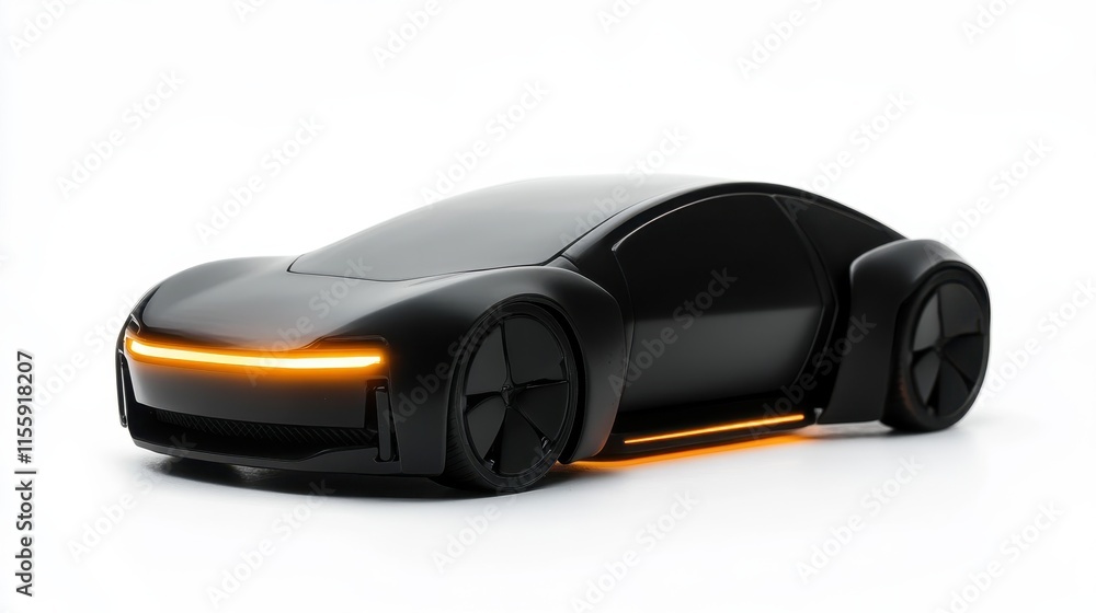 Matte Black Electric Car with Glowing Accents Matte Black Electric Car with Glowing Accents
