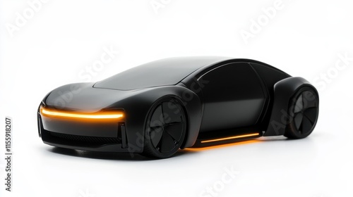 Matte Black Electric Car with Glowing Accents photo