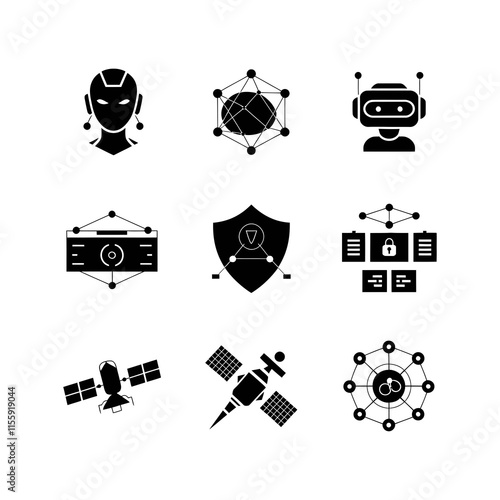 High-Tech Futuristic Icons Set for Innovative Digital and Web Projects photo