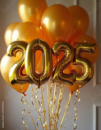 Gold Happy New Year 2025  with decoration party