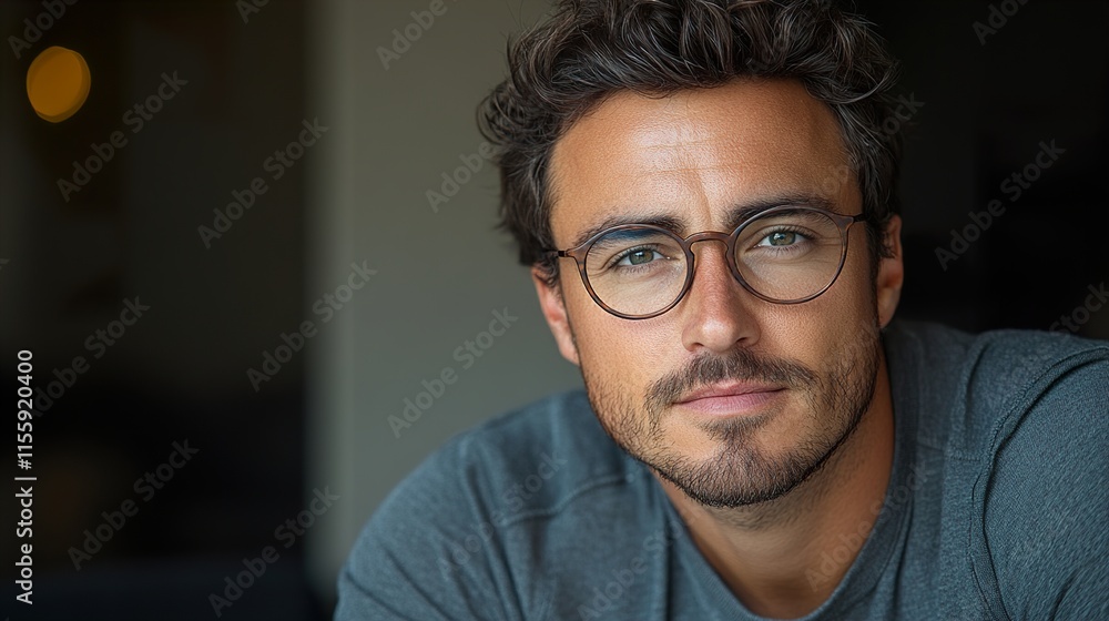 Portrait of a Handsome Man with Glasses Portrait of a Handsome Man with Glasses