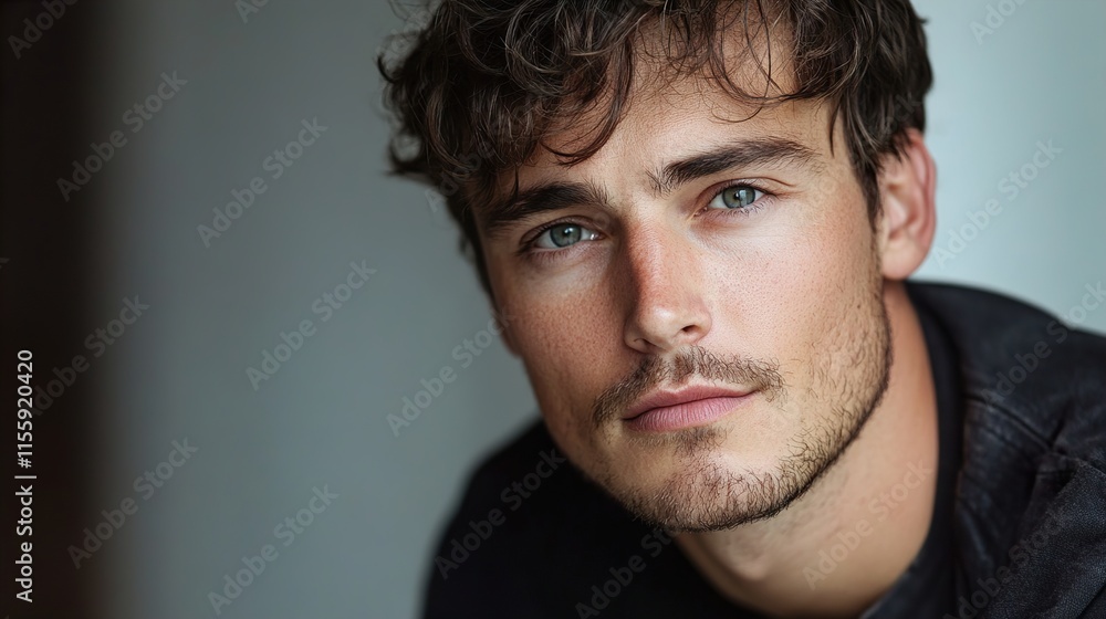 Obraz premium Portrait of a Handsome Young Man with Intense Gaze