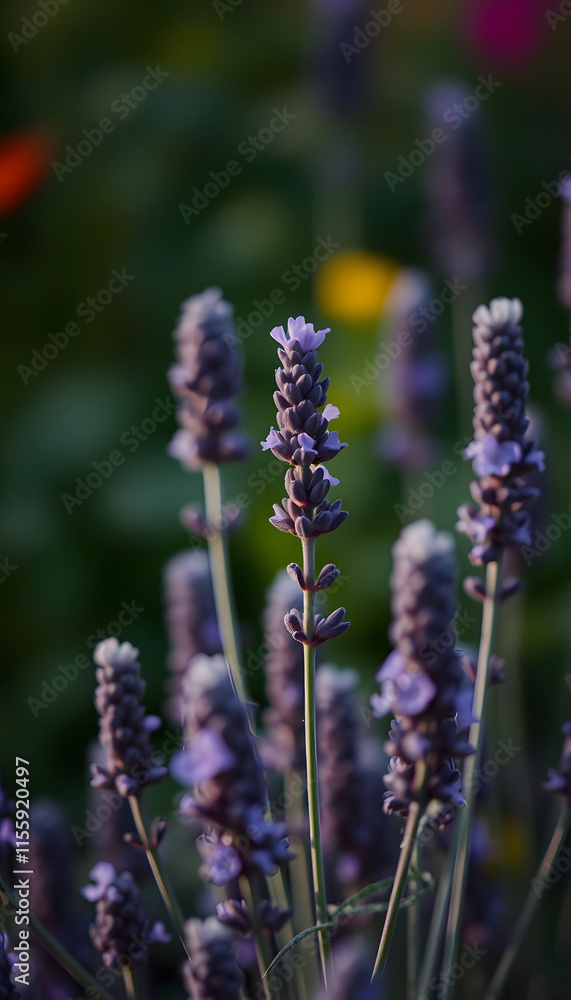 Obraz premium Selective and soft focus on lavender flowers, lavender flower in flower garden, with white tones