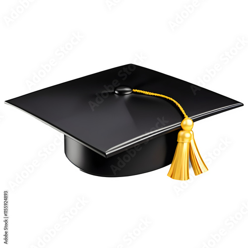 Elegant Black Graduation Cap Illustration Isolated on Transparent Background photo