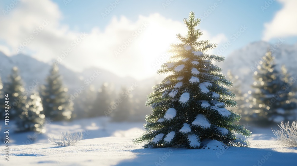 Scenic image of spruces tree in sunlight. Scenic image of spruces tree in sunlight.