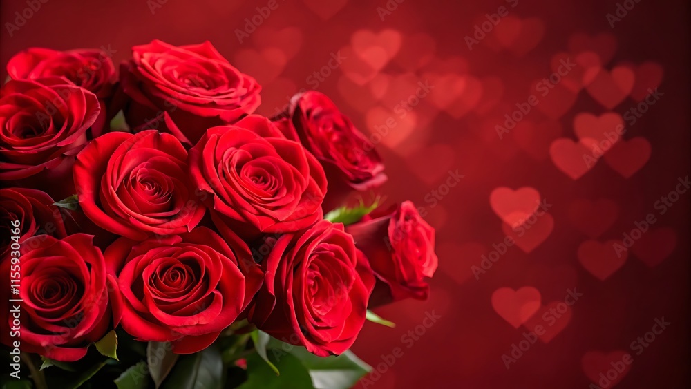 Romantic red roses and heart bokeh background, ideal for valentine's designs, wedding invitations, love-themed advertisements, and floral decor to express passion and romance Romantic red roses and heart bokeh background, ideal for valentine's designs, wedding invitations, love-themed advertisements, and floral decor to express passion and romance