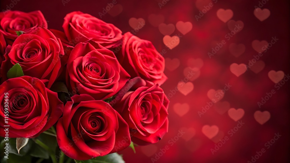 Red roses with romantic heart bokeh background, a perfect love symbol for valentine’s day, romantic events, wedding themes, or stock visuals for love-inspired projects Red roses with romantic heart bokeh background, a perfect love symbol for valentine’s day, romantic events, wedding themes, or stock visuals for love-inspired projects