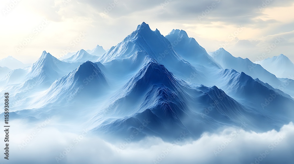 Crisp white snow blankets the mountains beneath endless clear blue skies image Crisp white snow blankets the mountains beneath endless clear blue skies image