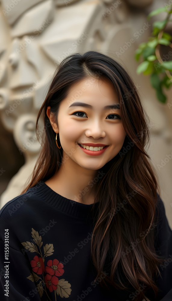 Natural beauty with beautiful skin, asian style, with white tones Natural beauty with beautiful skin, asian style, with white tones