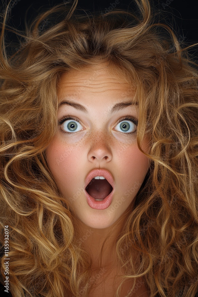 A woman with a surprised look on her face A woman with a surprised look on her face