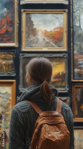 Exploring an art gallery filled with classic paintings and rich history