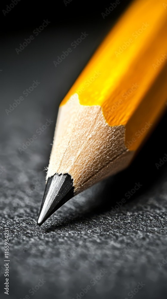 Obraz premium A close up of a yellow pencil on a black surface