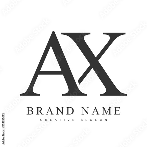 AX trendy logotype template. Initial letter a and x classic font style. Creative logo for company name or identity.