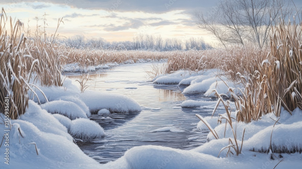 this Reeds covered in snow, showcasing a serene and wintry natural scene. this Reeds covered in snow, showcasing a serene and wintry natural scene.