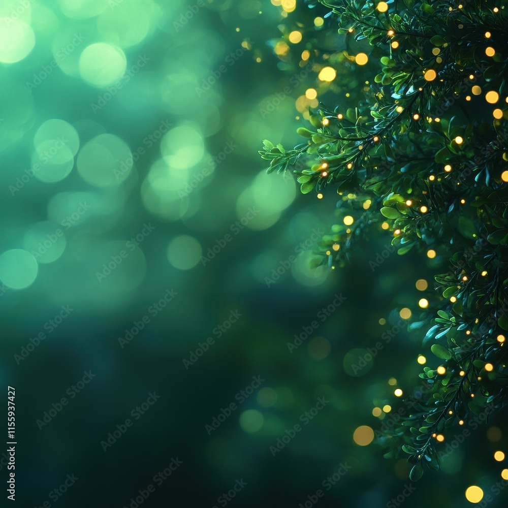 Obraz premium Green leafy tree with a bright green background