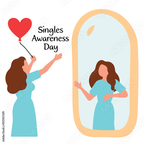 Celebrate self-love and embrace your singlehood on Singles Awareness Day. This image portrays a woman holding a heart-shaped balloon, symbolizing self-acceptance and joy in being single.