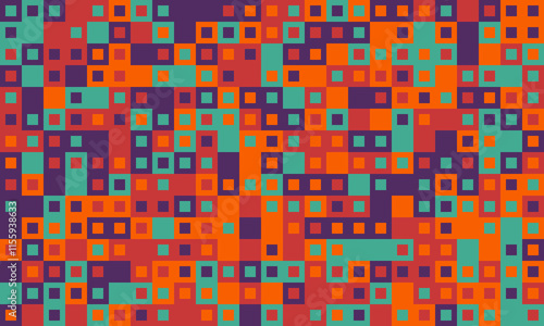Geometric grid pattern with textured cubes and bright colours. Great for trendy, minimal designs, fabric prints, or background decor.