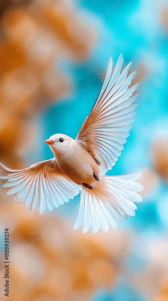A white bird flying through the air with its wings spread A white bird flying through the air with its wings spread